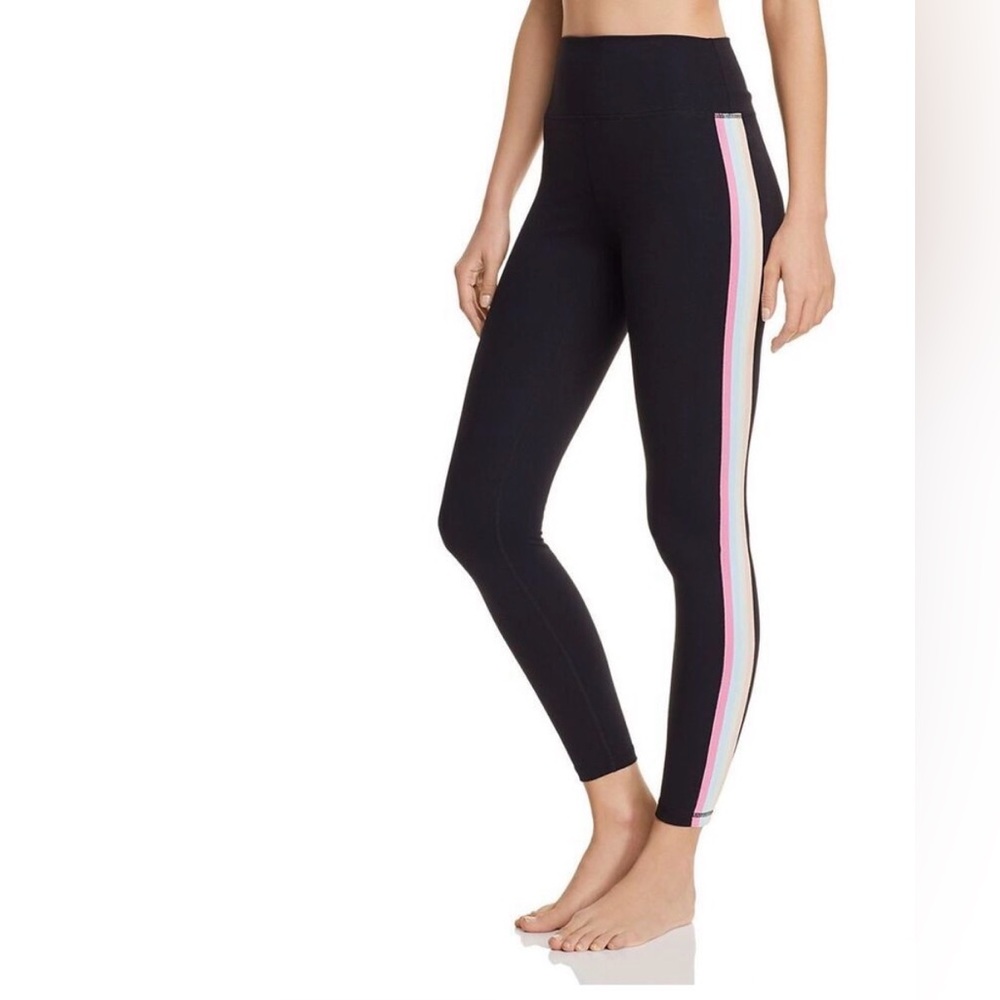 Spiritual Gangster Perfect High Waist Leggings Pastel Rainbow Stripe Large GUC